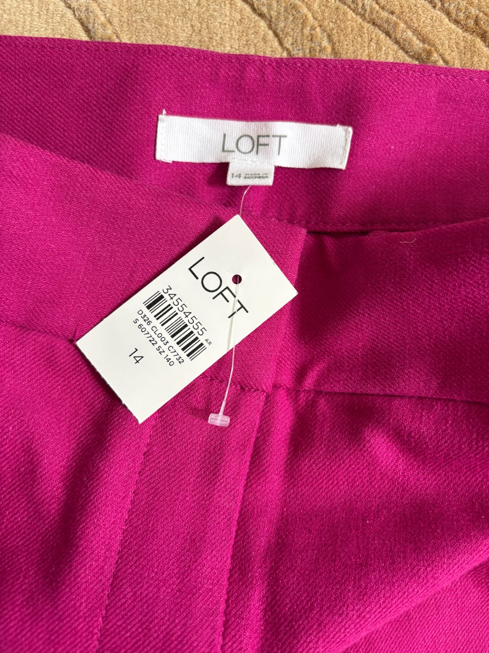 NWT LOFT Flare, Boot-Cut Pants, Pintuck Front, Cotton Linen, Pink, SZ 14, 32” IS - Picture 8 of 11